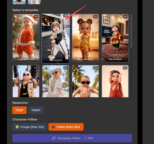 Choose AI Baby Dance Video Template